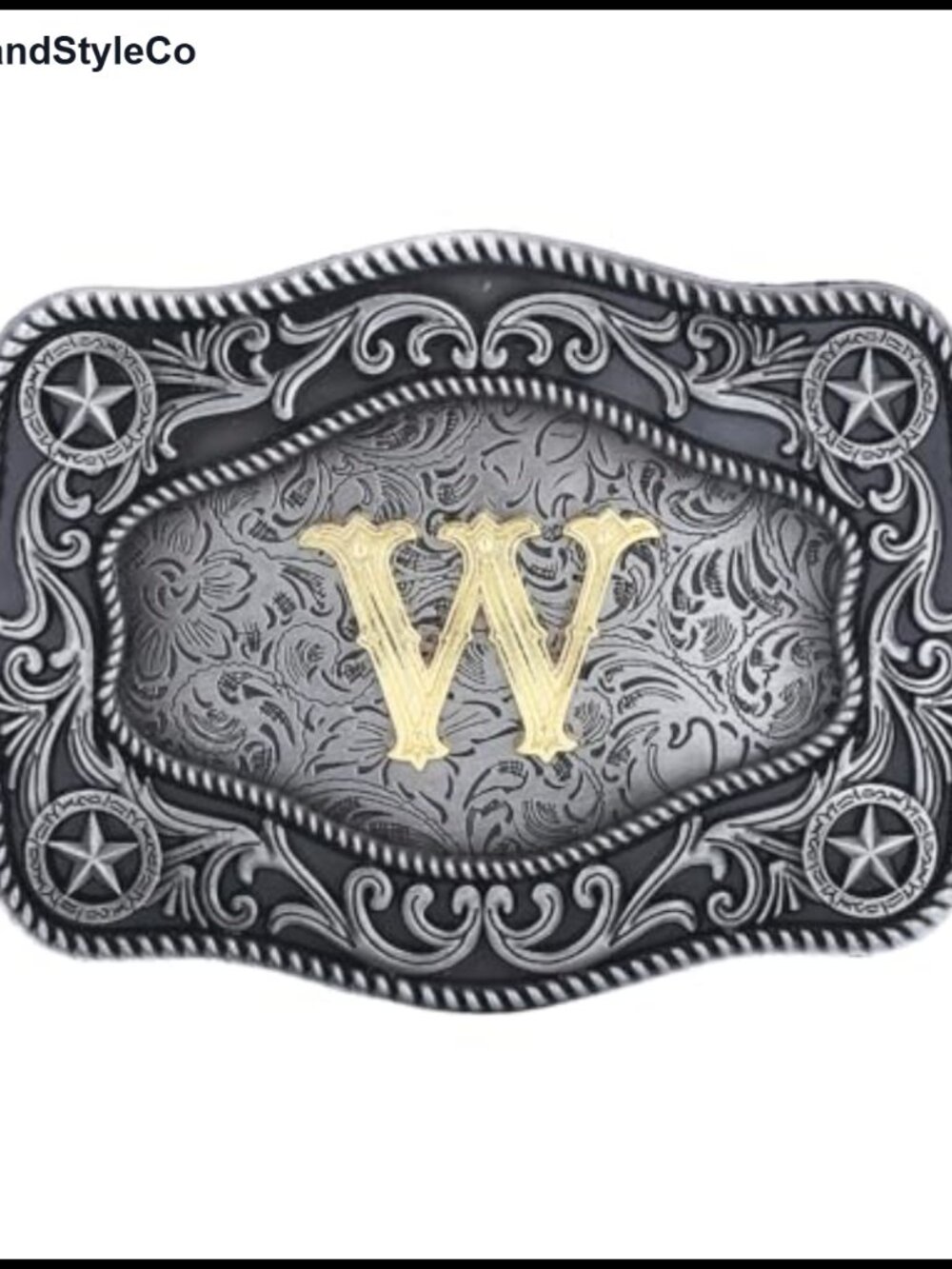 Western Cowboy Belt Buckle with Initial Letter, Zinc Alloy Polished, Quick